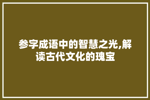 参字成语中的智慧之光,解读古代文化的瑰宝