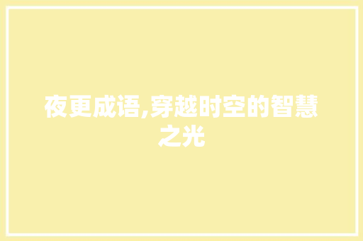夜更成语,穿越时空的智慧之光
