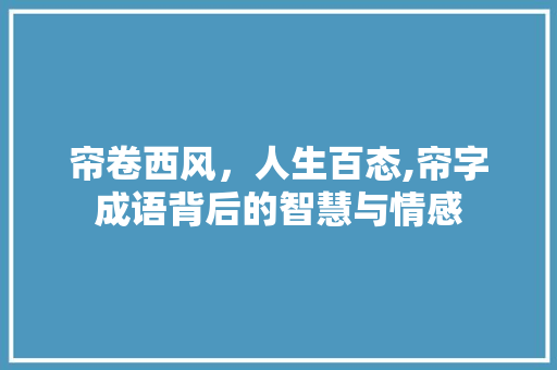 帘卷西风，人生百态,帘字成语背后的智慧与情感 名人名言