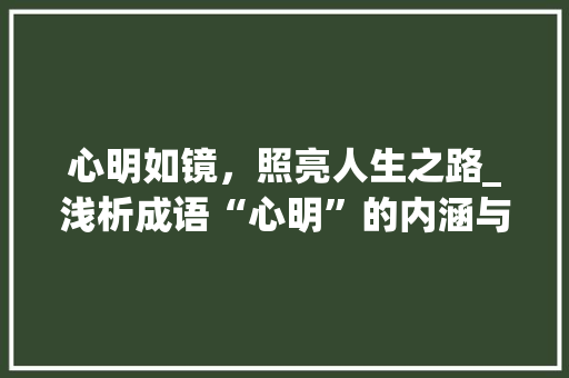 心明如镜，照亮人生之路_浅析成语“心明”的内涵与价值