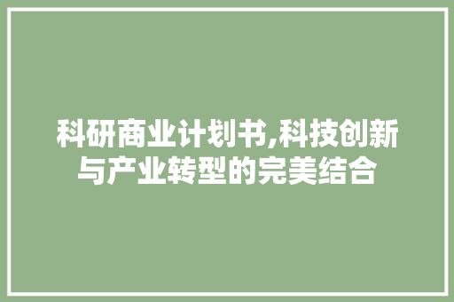 科研商业计划书,科技创新与产业转型的完美结合