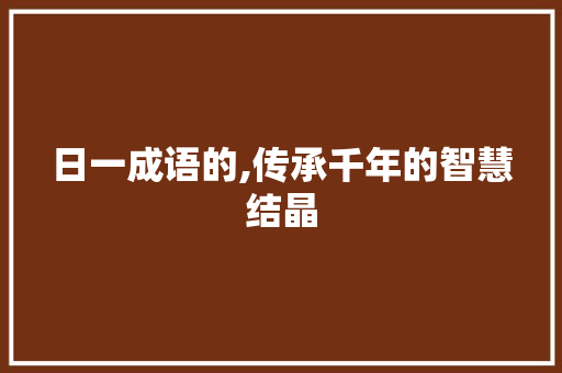 日一成语的,传承千年的智慧结晶