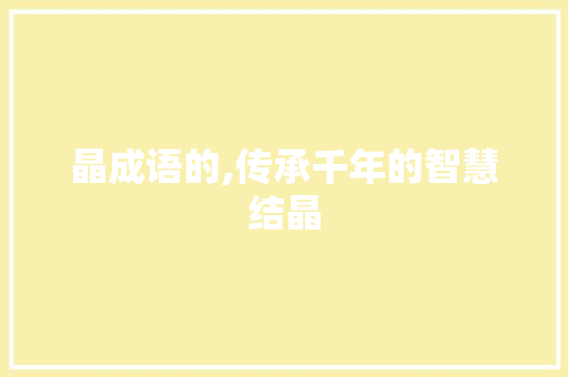 晶成语的,传承千年的智慧结晶 成语大全