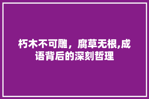 朽木不可雕，腐草无根,成语背后的深刻哲理