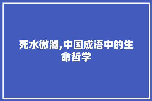 死水微澜,中国成语中的生命哲学