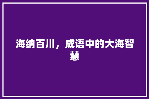 海纳百川，成语中的大海智慧