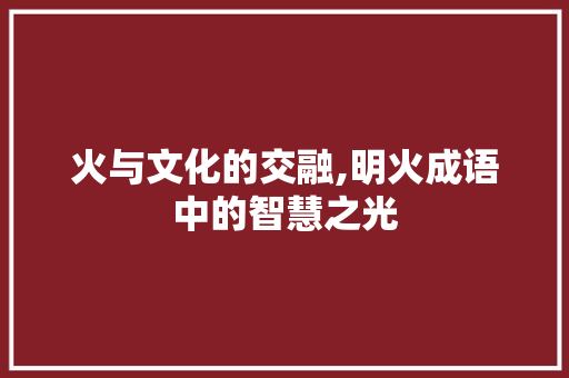 火与文化的交融,明火成语中的智慧之光