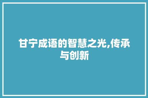 甘宁成语的智慧之光,传承与创新