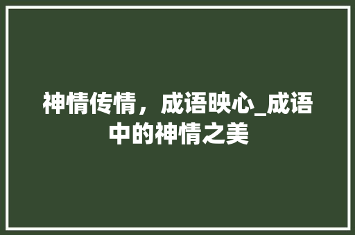 神情传情，成语映心_成语中的神情之美