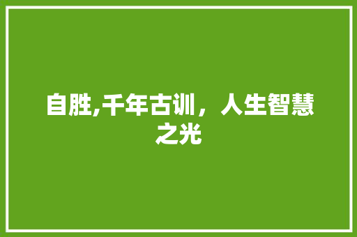 自胜,千年古训，人生智慧之光