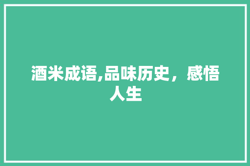 酒米成语,品味历史，感悟人生
