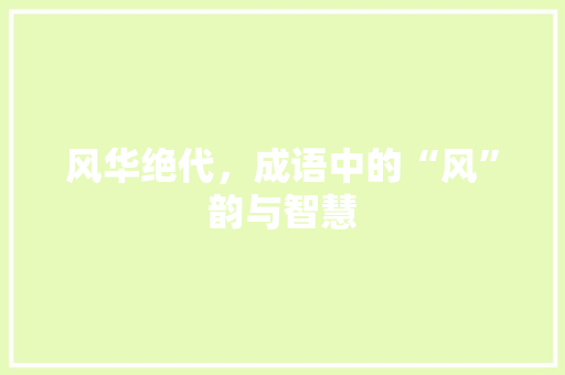 风华绝代，成语中的“风”韵与智慧