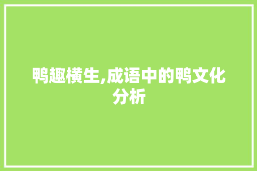 鸭趣横生,成语中的鸭文化分析