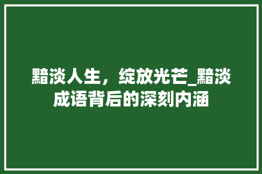 黯淡人生，绽放光芒_黯淡成语背后的深刻内涵 工作总结