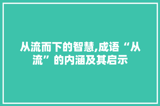 从流而下的智慧,成语“从流”的内涵及其启示