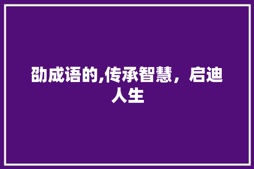 劭成语的,传承智慧，启迪人生
