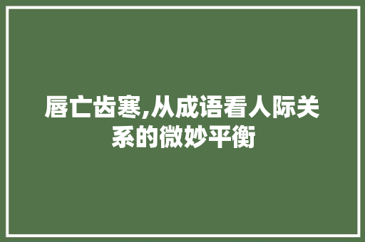 唇亡齿寒,从成语看人际关系的微妙平衡