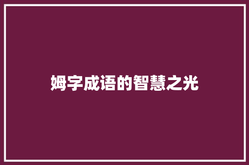 姆字成语的智慧之光