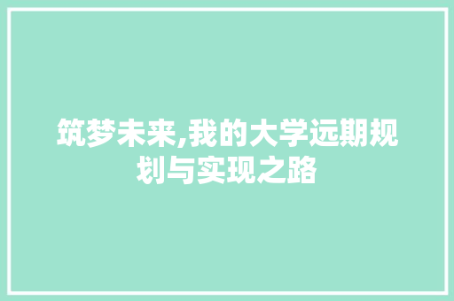 筑梦未来,我的大学远期规划与实现之路