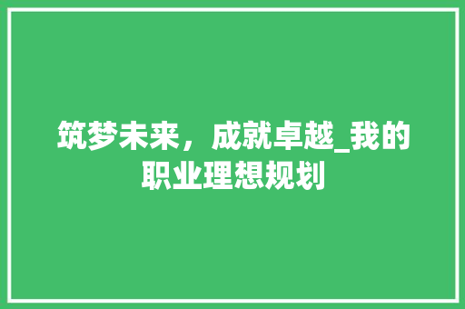 筑梦未来，成就卓越_我的职业理想规划