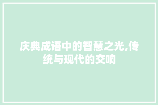 庆典成语中的智慧之光,传统与现代的交响
