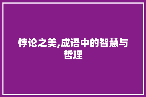 悖论之美,成语中的智慧与哲理