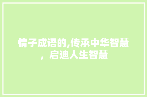 情子成语的,传承中华智慧，启迪人生智慧