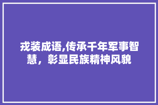 戎装成语,传承千年军事智慧，彰显民族精神风貌