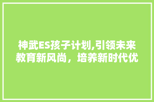 神武ES孩子计划,引领未来教育新风尚，培养新时代优秀人才