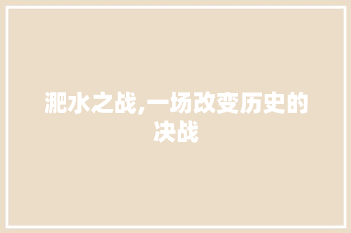 淝水之战,一场改变历史的决战