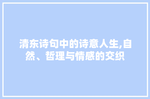 清东诗句中的诗意人生,自然、哲理与情感的交织