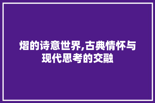 熠的诗意世界,古典情怀与现代思考的交融