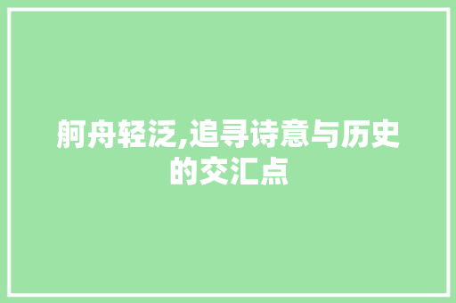 舸舟轻泛,追寻诗意与历史的交汇点 名人名言