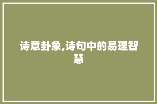 诗意卦象,诗句中的易理智慧