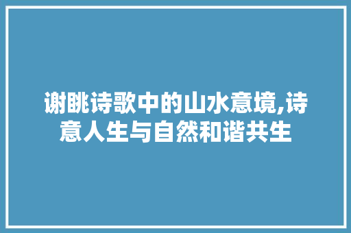 谢眺诗歌中的山水意境,诗意人生与自然和谐共生