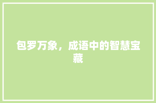 包罗万象，成语中的智慧宝藏