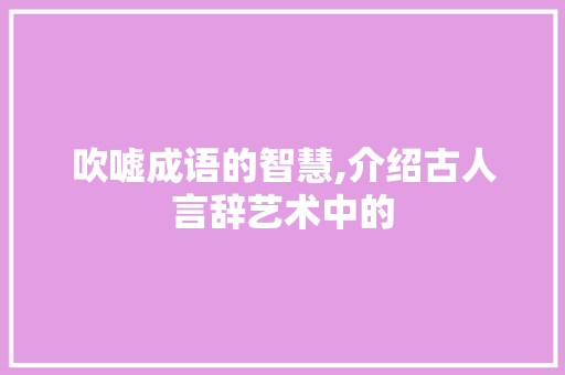 吹嘘成语的智慧,介绍古人言辞艺术中的