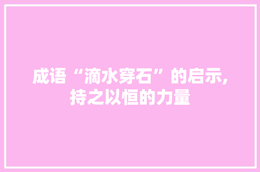 成语“滴水穿石”的启示,持之以恒的力量