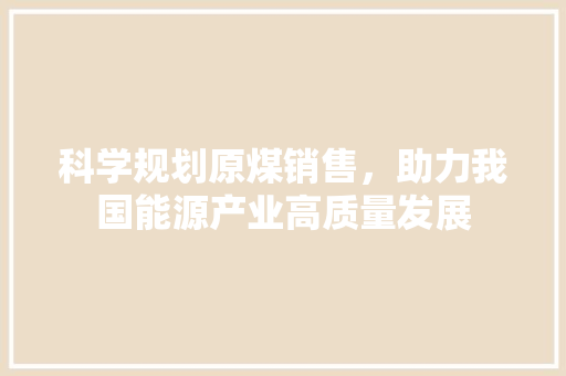 科学规划原煤销售，助力我国能源产业高质量发展
