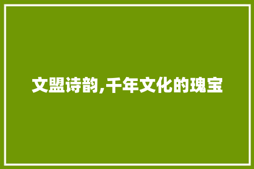 文盟诗韵,千年文化的瑰宝