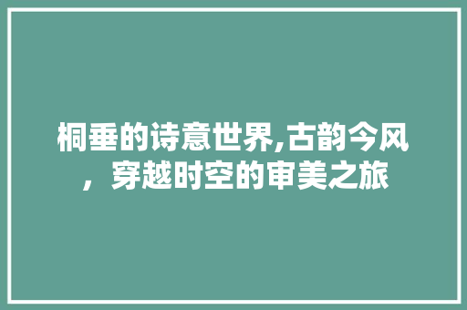 桐垂的诗意世界,古韵今风，穿越时空的审美之旅