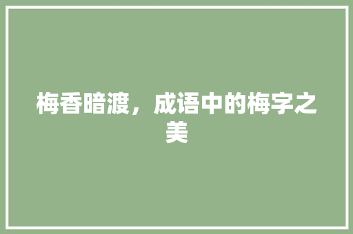 梅香暗渡，成语中的梅字之美