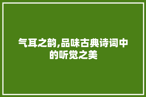 气耳之韵,品味古典诗词中的听觉之美