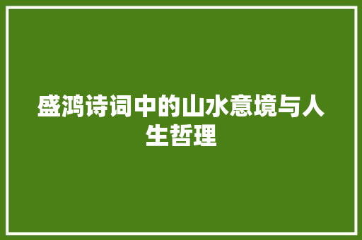 盛鸿诗词中的山水意境与人生哲理