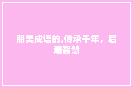 朋昊成语的,传承千年，启迪智慧