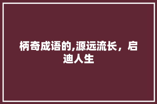 柄奇成语的,源远流长，启迪人生