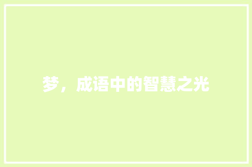 梦，成语中的智慧之光