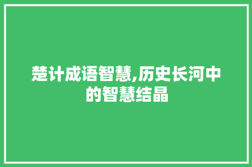 楚计成语智慧,历史长河中的智慧结晶