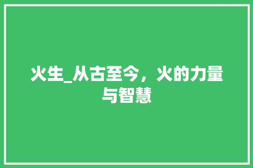 火生_从古至今，火的力量与智慧