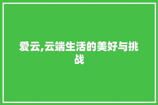 爱云,云端生活的美好与挑战